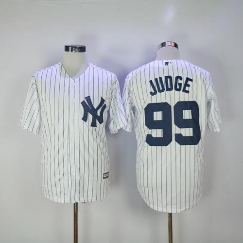 Yankees #99 Aaron Judge White Strip New Cool Base Stitched MLB Jersey